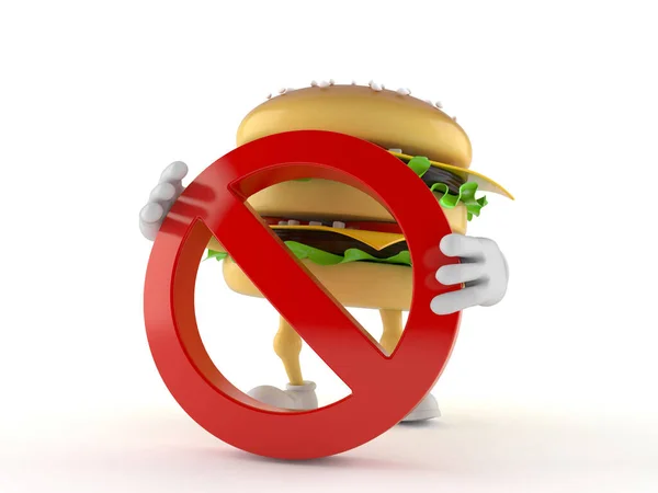 Personagem de hambúrguer com sinal proibido — Fotografia de Stock