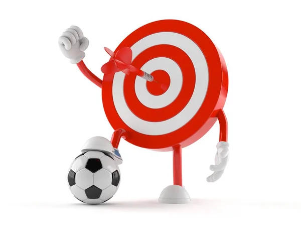 Bull's eye character with soccer ball — Stock Photo, Image