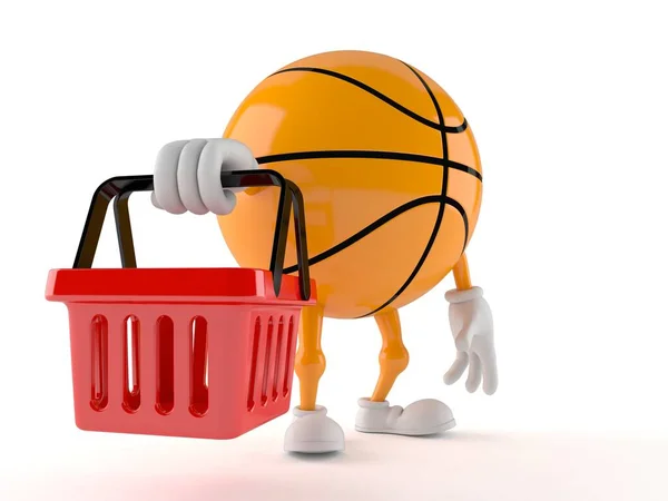 Баскетбол персонаж тримає кошик для покупок — стокове фото