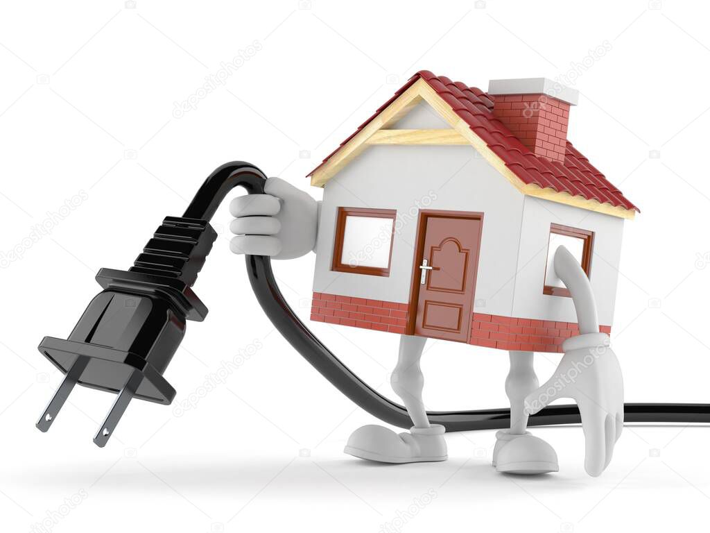 House character holding electric plug