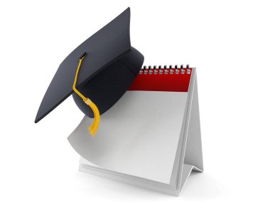 Boş takvimi olan bir mortarboard