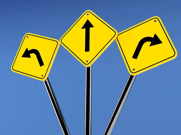 Road direction signs on blue background — Φωτογραφία Αρχείου