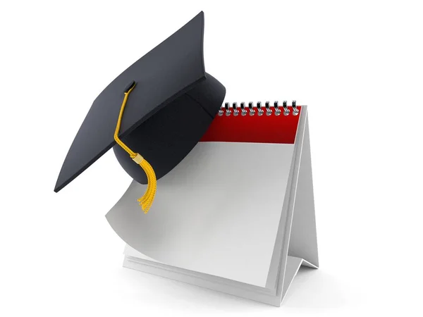 Mortarboard with blank calendar — Stock Photo, Image