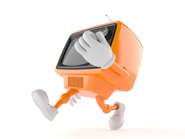 Retro TV character running — Stockfoto