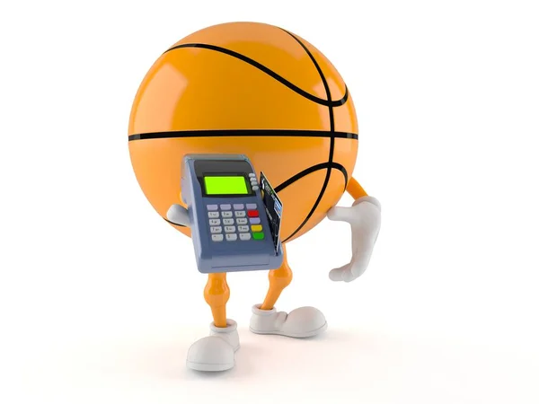 Basketball personnage tenant lecteur de carte de crédit — Photo