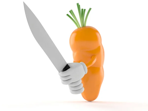 Carrot character with kitchen knife — Stock Photo, Image