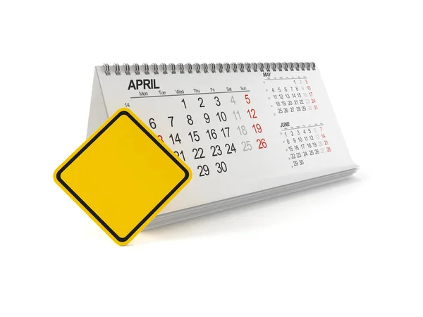Calendar with blank road sign — Stock Photo, Image