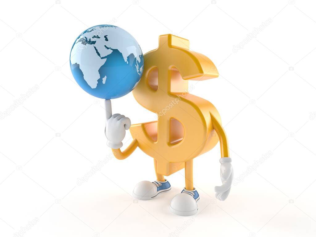Dollar character with world globe