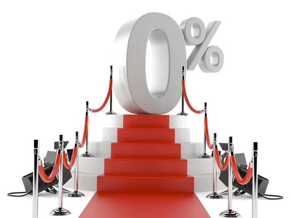 Luxury red carpet with barrier and zero percent — Stock Photo, Image