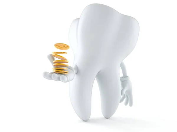 Personagem de dente com moedas — Fotografia de Stock