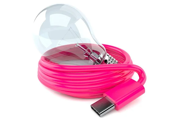 Катушка кабеля USB-C с лампочкой — стоковое фото