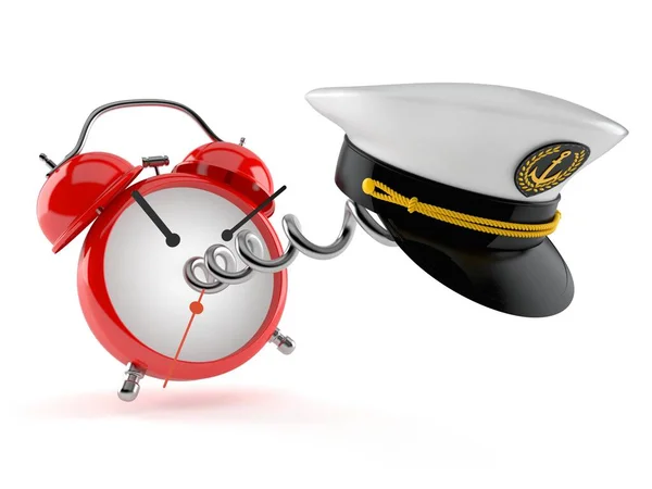 Captain's hat with alarm clock — Stock Photo, Image