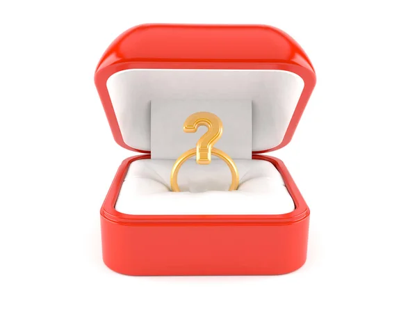 Caixa de anel com ponto de interrogação — Fotografia de Stock