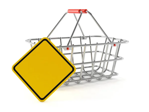Metal basket with road sign — Stock Photo, Image