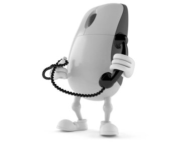 Telefon ahizesi tutan bilgisayar faresi karakteri