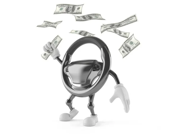 Carro personagem volante com dinheiro — Fotografia de Stock
