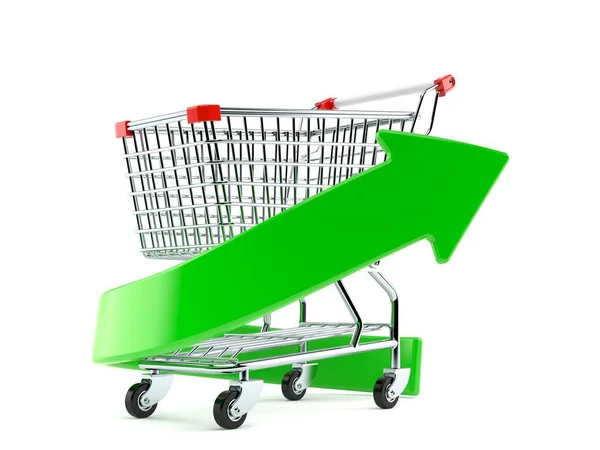 Yeşil bir ok ile alışveriş sepeti — Stok fotoğraf