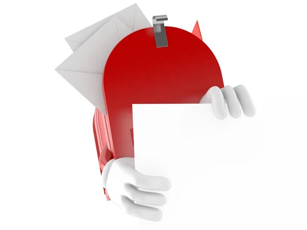 Charakter skrzynki pocztowej za białą planszą — Zdjęcie stockowe