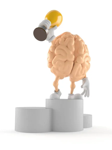 Personagem cerebral segurando troféu dourado — Fotografia de Stock