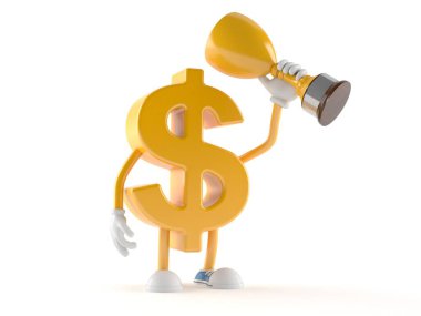 Altın kupa taşıyan dolar karakteri