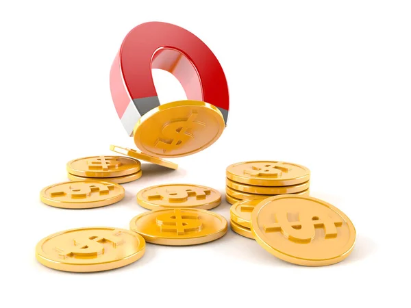 Hufeisenmagnet mit Münzen — Stockfoto