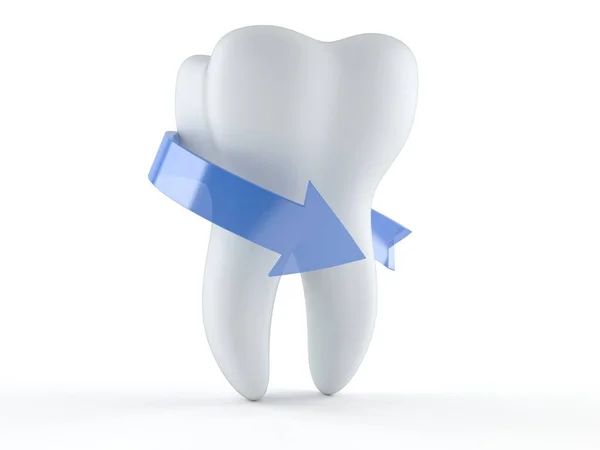 Zahn mit blauem Pfeil — Stockfoto