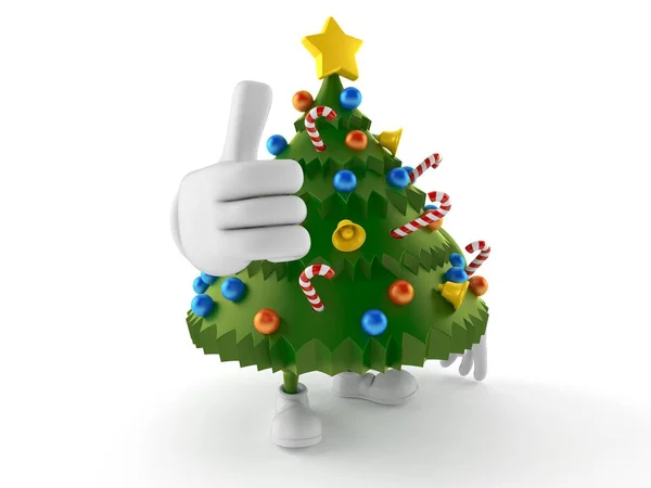 Kerstboom karakter met duimen omhoog gebaar — Stockfoto