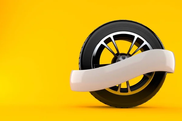 Neumático de coche con cinta en blanco —  Fotos de Stock
