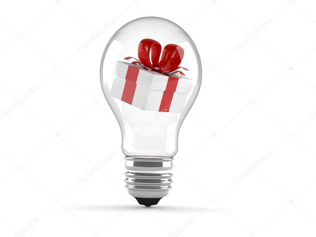 Light bulb with gift inside