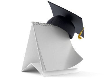 Boş takvimi olan bir mortarboard
