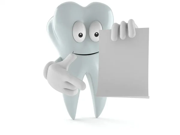 Caractère dentaire tenant une feuille de papier vierge — Photo
