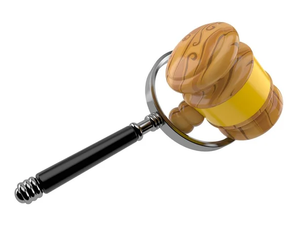 Gavel büyüteçin içinde — Stok fotoğraf