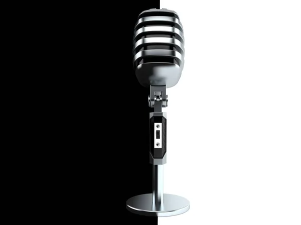 Microfone isolado em fundo preto e branco — Fotografia de Stock