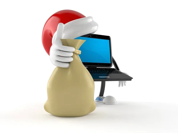 Personagem de laptop com chapéu de santa — Fotografia de Stock