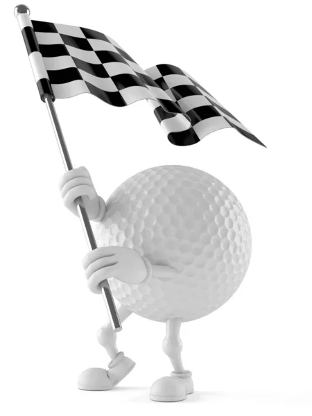 Golf bola carácter ondeando bandera de la raza — Foto de Stock