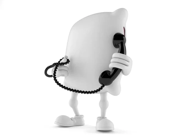 Pillow character holding a telephone handset — Stock Photo, Image