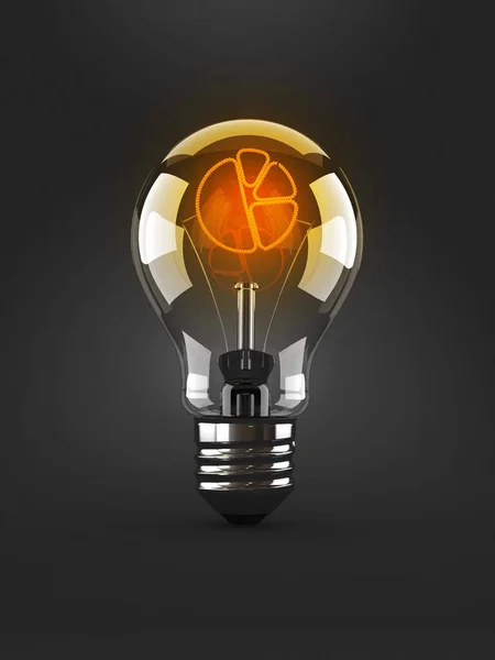 Glühbirne mit Tortendiagramm-Symbol isoliert — Stockfoto
