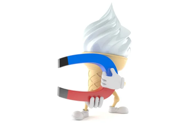 Персонаж мороженого держит подковообразный магнит — стоковое фото