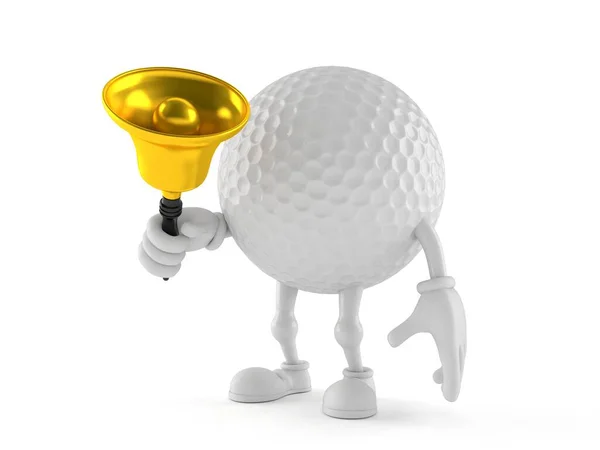 Personagem de bola de golfe tocando uma campainha — Fotografia de Stock