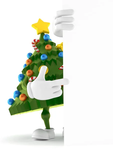 Albero di Natale personaggio dietro muro bianco — Foto Stock