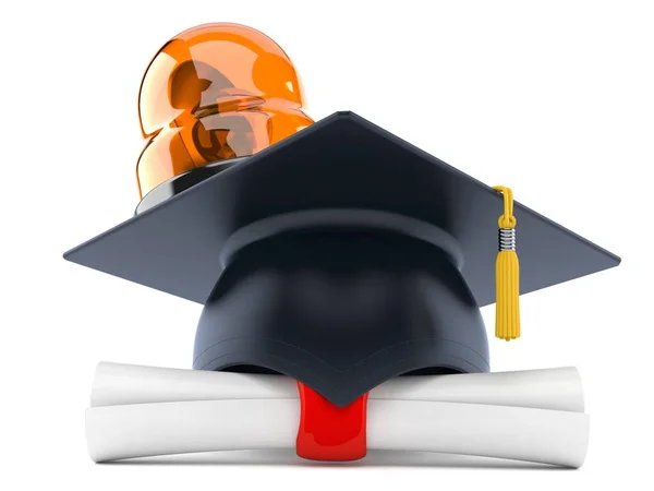 Mortarboard with certificate and emergency siren — Stock Photo, Image