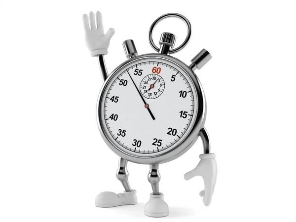 Stopwatch karakter met de hand omhoog — Stockfoto