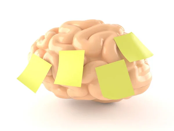 노란색 스티커를 달고 있는 뇌 — 스톡 사진