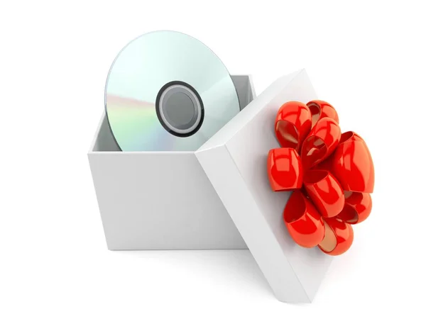 Otevřít dárek CD diskem — Stock fotografie