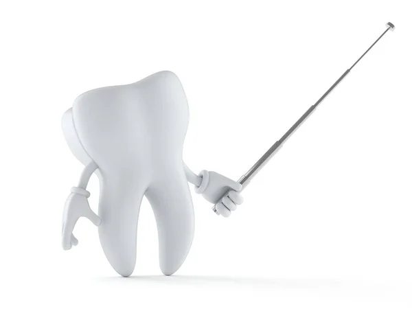 Dente personagem segurando vara ponteiro — Fotografia de Stock