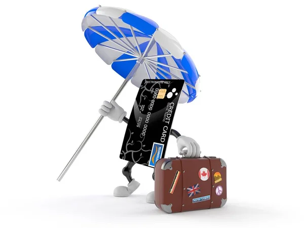Caráter do cartão de crédito com bagagem — Fotografia de Stock