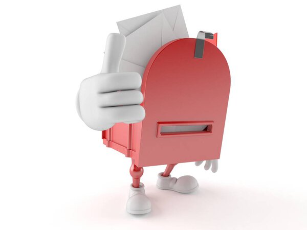 Mailbox character with thumbs up