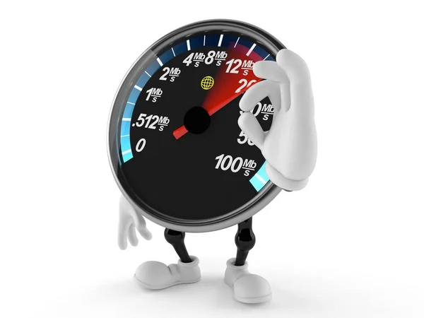 Network speed meter character with ok gesture — Stock Photo, Image