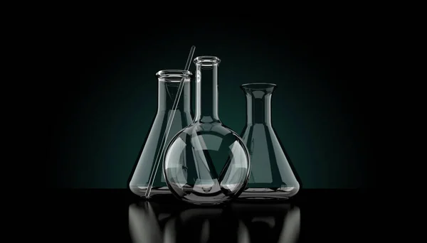 Frascos de química isolados — Fotografia de Stock