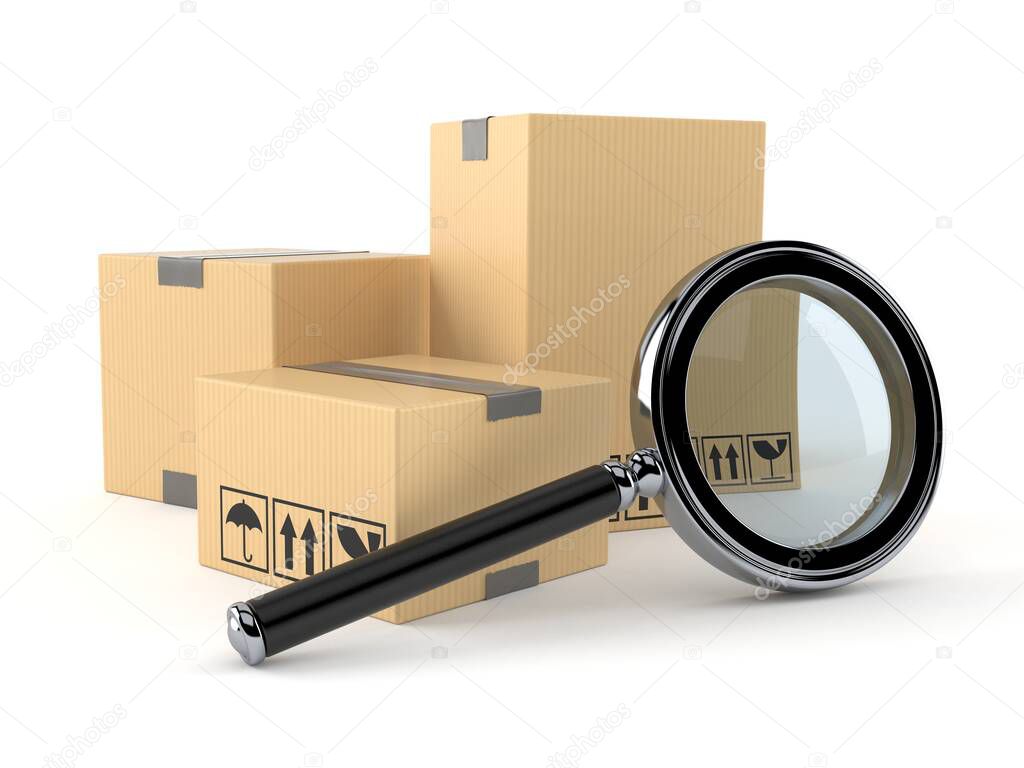 Packages with magnifying glass